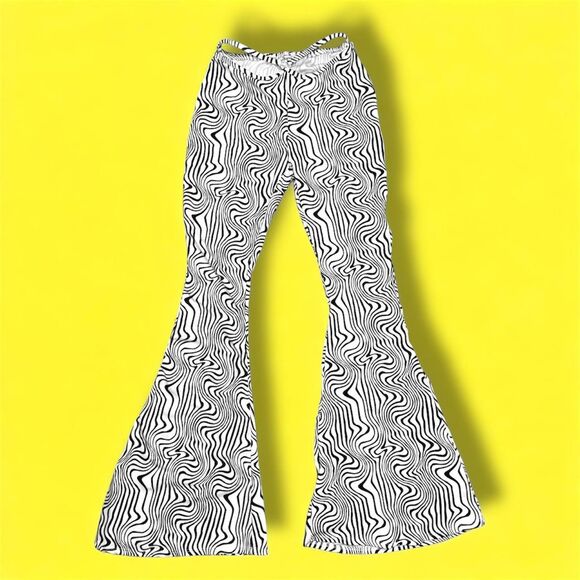 Womens Y2K Festival Bell Bottom Stretch Pants Size Small - Picture 1 of 5